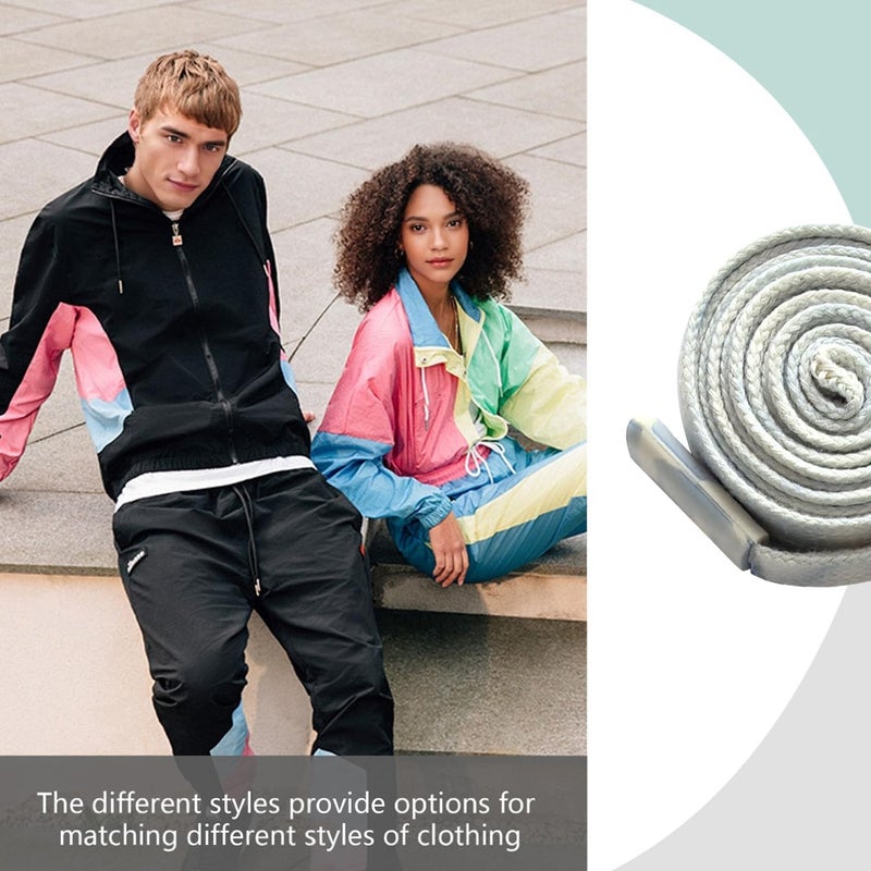 BOROLA 1Pcs 51 Inch Fashionable Durable Cotton Drawstring, Premium Hoodie, Sports Pants, Shorts Universal Drawstring Replacement (Light Blue-White Gradient Cord, Plastic End Cap) - Image 4